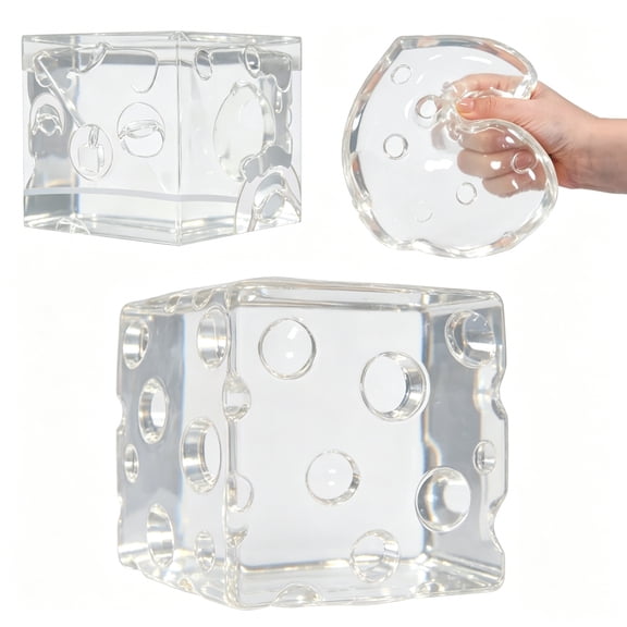 Clear Cheese Block - 3 Inch Ultra-Soft Slow Rising Jumbo Squishy Cheese Cube , Stress Relief Toy for Adults, Focus & Relaxation