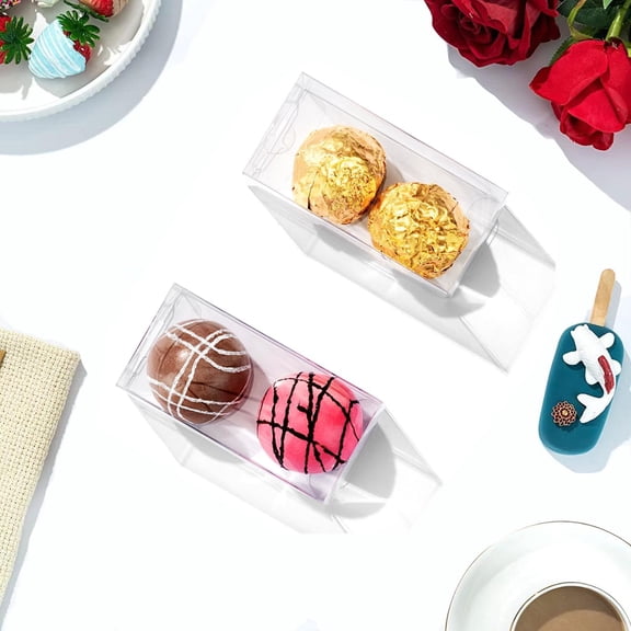 Clear Chocolate Boxes Truffle Boxes Small Bakery Treat Candy Gift Box Truffle Wrappers for 2 Truffles