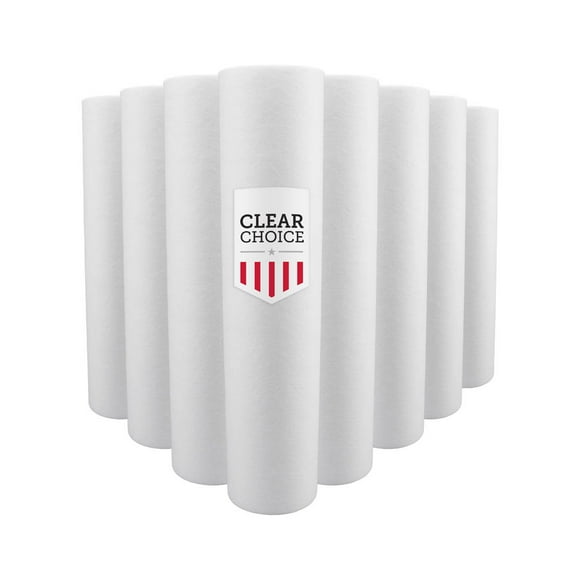 Clear Choice Sediment Filter Cartridge 20 Micron 20in X 4.50in 14k Gal. Replacement for Pentek DGD-7525-20, Pentair Water P20-20BB, US Water Systems 550-USWPF-4520-20, 8-Pk
