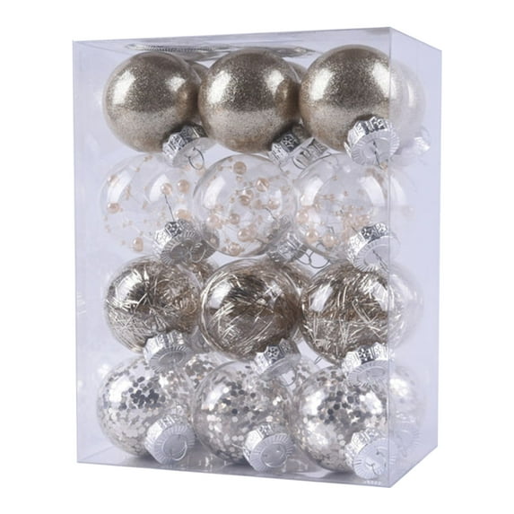 Clear Christmas Ball Ornaments, 24 Pcs Shatterproof Plastic Decorative, Christmas Ornaments Hanging Xmas Tree Baubles Set, Shatterproof Holiday Balls, for Holiday Party Home Decor