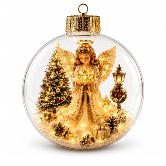 Clear Christmas Globe Hanging Ornament Balls, 4 Inch Mini Holiday Scene Ornaments, Hanging Decor for Christmas Tree, Window, Mantel, Seasonal Home Party Decoration