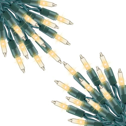 Clear Christmas Lights 200 Count 50 Feet Bulb Mini Lights, Waterproof String Light for Indoor Xmas Tree Garland Birthday Wedding Decoration, Green Wire