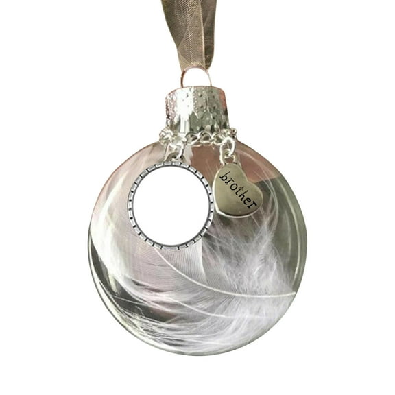 Clear Christmas Memorial Ornament Feather Ball, A Piece of My Heart is in Heaven, Christmas Tree Remembrance Hanging Pendant Memorial Gifts for Loss of Son 3.15"/80 mm Memory Sympathy Gift