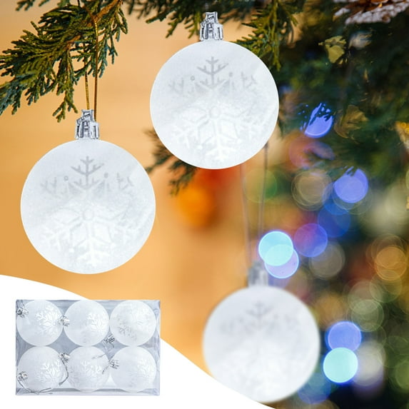 Clear Christmas Ornaments Set, 6PCS Transparent Christmas Tree Balls with Snowflake Design DIY Shatterproof Decorations for Holiday Party Home Indoor Outdoor Xmas Tree Decor