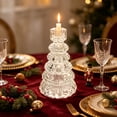 thumbnail image 1 of Clear Christmas Tree Glass Candle Holders, Taper Tealight Candlestick Holders for Table Centerpieces, Xmas Tree Shaped Decorations, for Party Winter Holiday Farmhouse Centerpiece Decor, 1 of 6