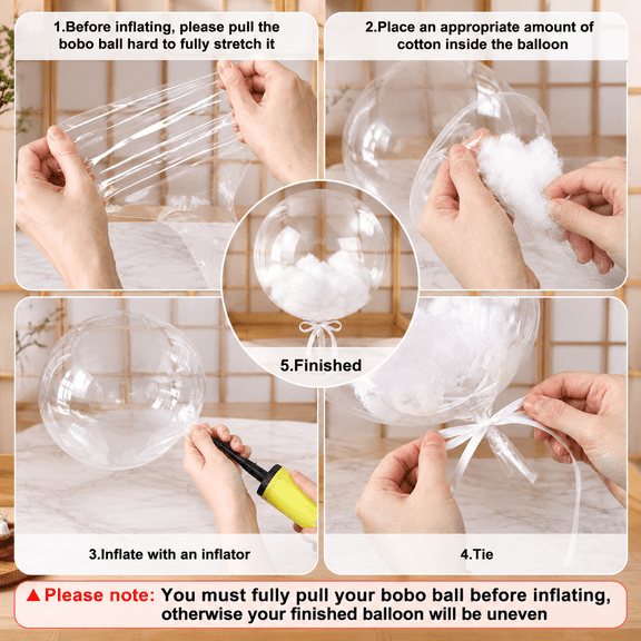 Clear Clear Cloud 20-Pack 12 Inch PVC DIY Bobo Balloon Party Decoration Set