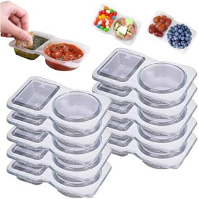 Clear and Clever Snack Containers with Lids, 30pcs Reusable Snack Pack Containers 2 Compartments, Grab And Go Snacks Container, Double Compartment Condiment Container (10pcs)