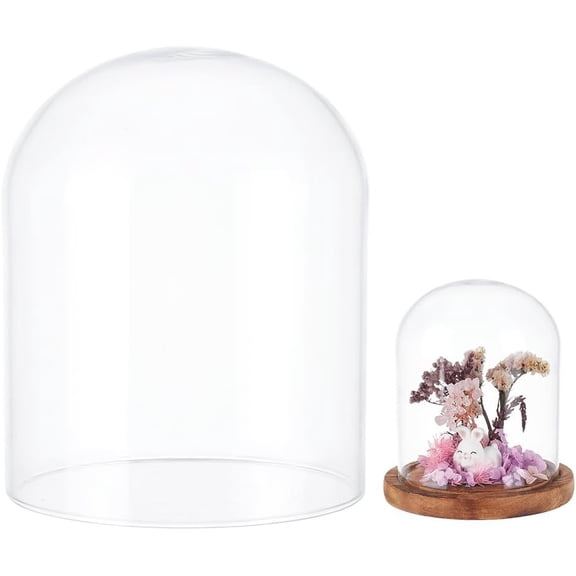 Clear Cloche Glass Dome 4.7"x5.9" Handmade Glass Cloche Collectibles Dome Showcase Decorative Bell Jar for Plants Fairy Lights