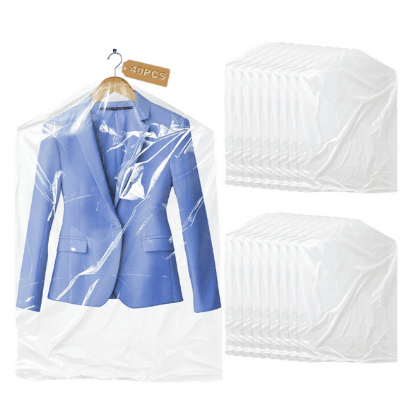 Clear Clothes Covers Plastic Garment Bags Dry Cleaner Bags Plastic Clear Dry Cleaning Bags for Hanging Clothes Storage