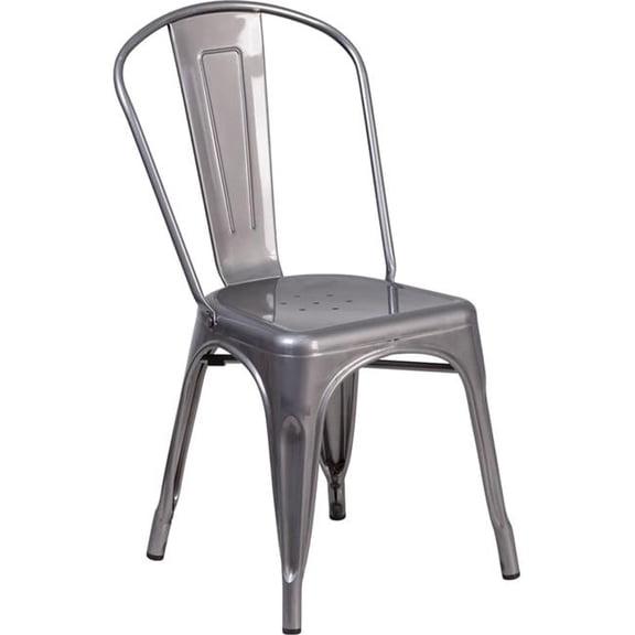 Clear Coated Metal Stackable Chair - Vintage Style - Set of 2 - Lightweight