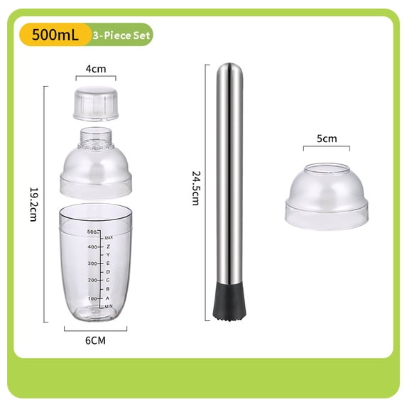 Clear Cocktail Shaker Set Cocktail Shaker and Measuring Jigger Set Drink Mixed Hand Shaker Tools for Bartending and Home Bar
