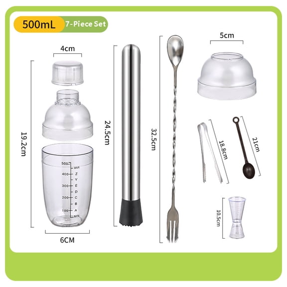 Clear Cocktail Shaker Set Cocktail Shaker and Measuring Jigger Set Drink Mixed Hand Shaker Tools for Bartending and Home Bar