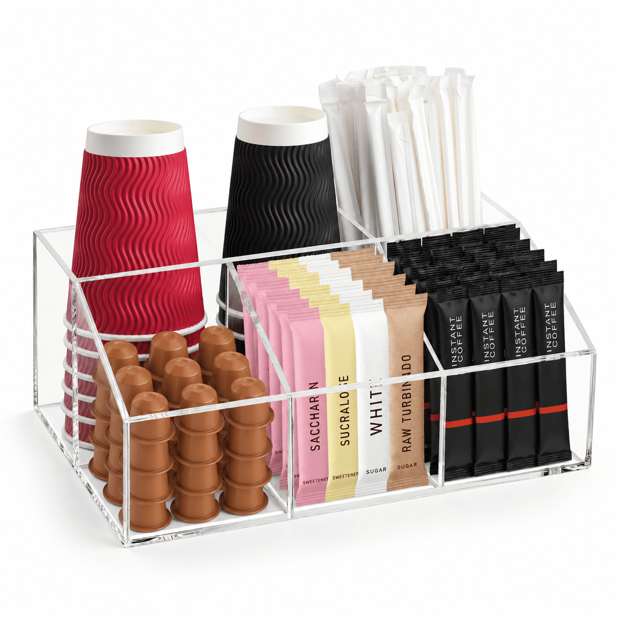Clear Coffee Tea Station Organizer Countertop Storage Rack for Drink ...