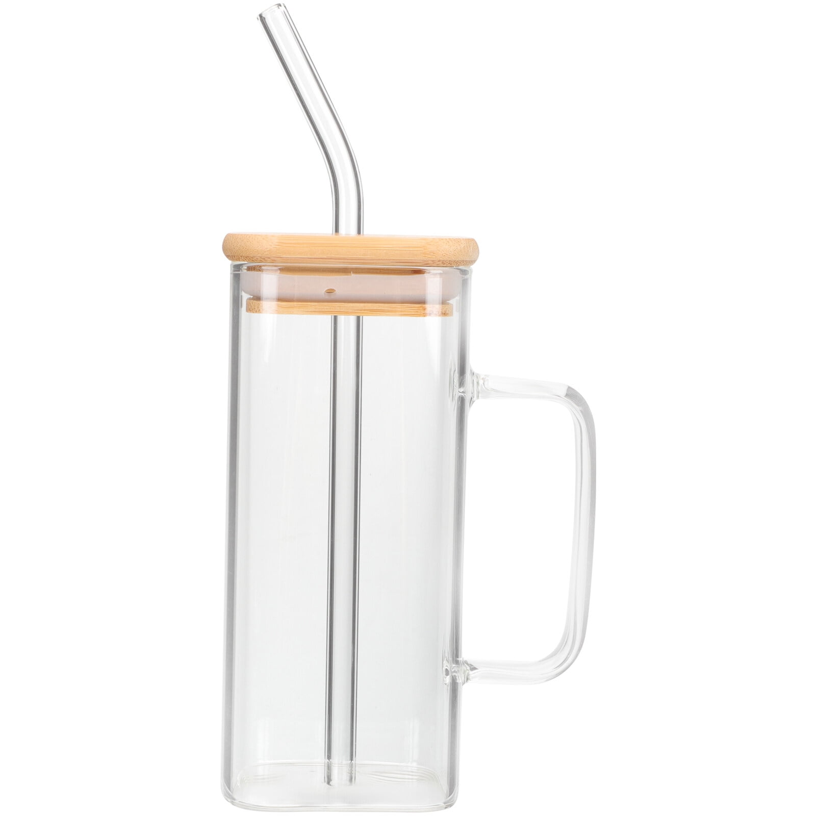 Clear Coffee Tumbler Glass Holders Eyeglass Square Cup with Lid