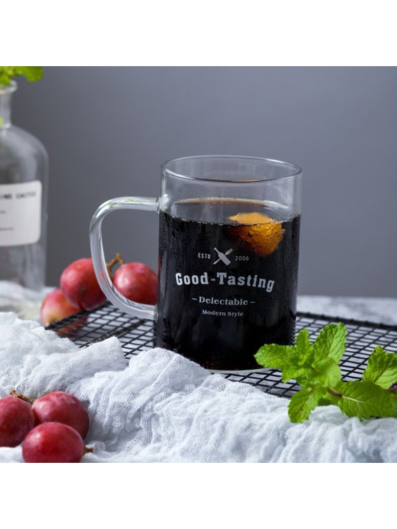 Clear Coffee mug 17oz, Glass Coffee Mugs Set of 1, Glass Coffee Cups with Handle, Glass Tea cups for Hot/Cold Drink, Latte, Cappuccino, Tea, Juice and Beer
