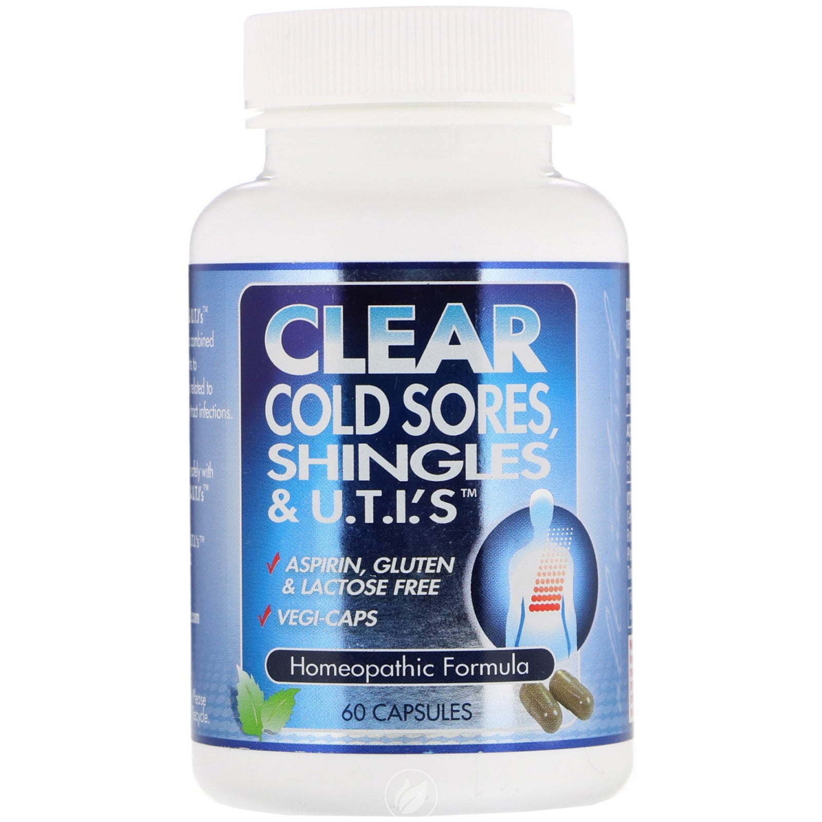 Clear Cold Sores, Shingles and UTI's 60 Caps by Clear Products, Pack of