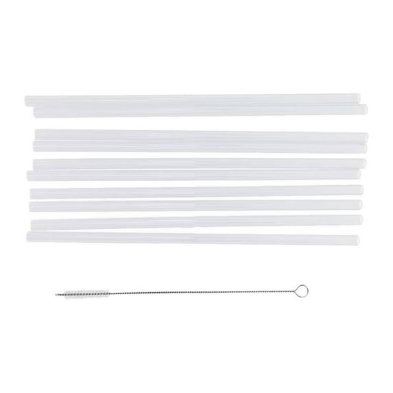 6 -Pack Reusable Hard Plastic Clear Straws, with Cleaning Brush - for 20/30/40 oz Tumbler Straws