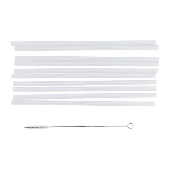 6 -Pack Reusable Hard Plastic Clear Straws, with Cleaning Brush - for 20/30/40 oz Tumbler Straws
