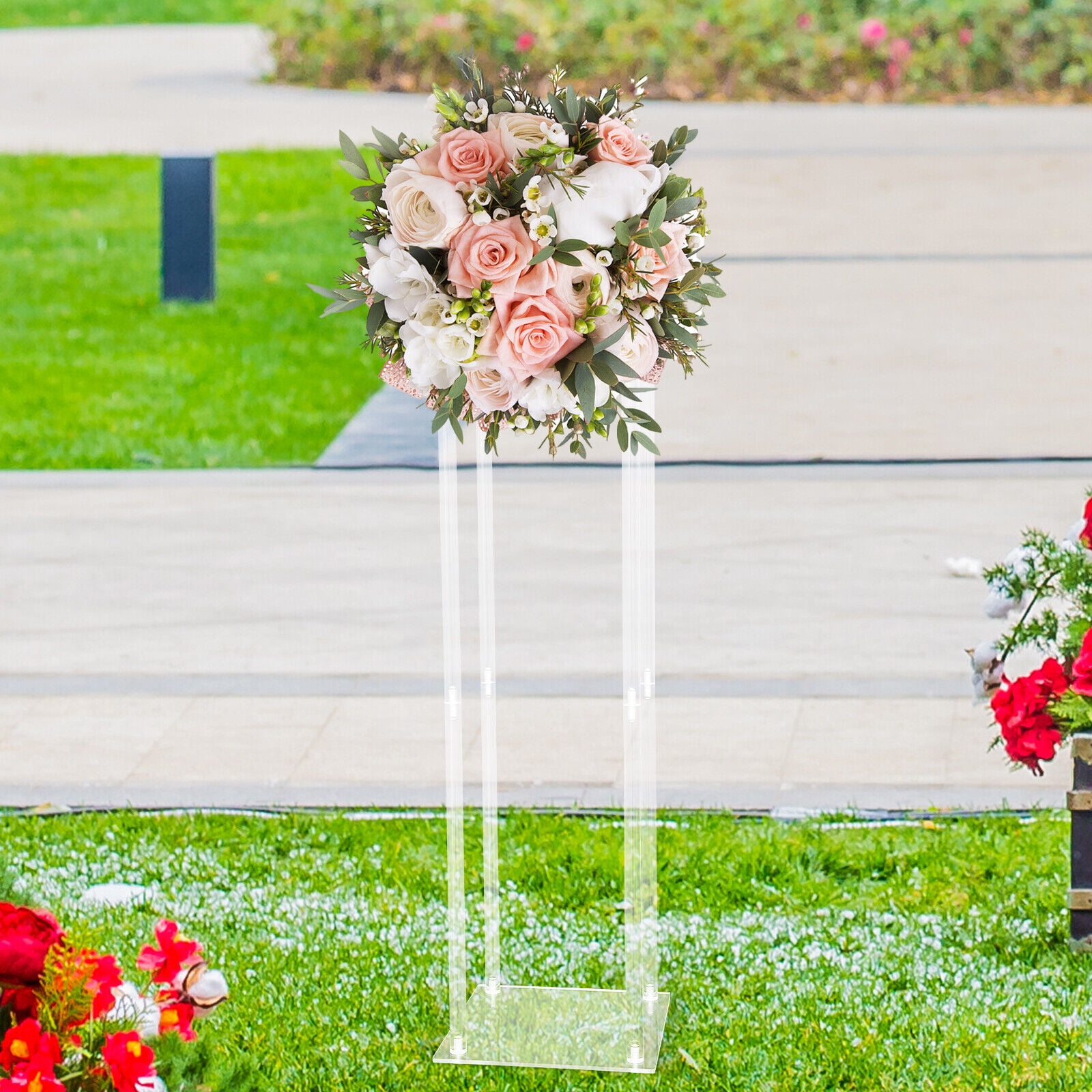 Clear Column Wedding Centerpieces, Acrylic Flower Stand Vase Holder For