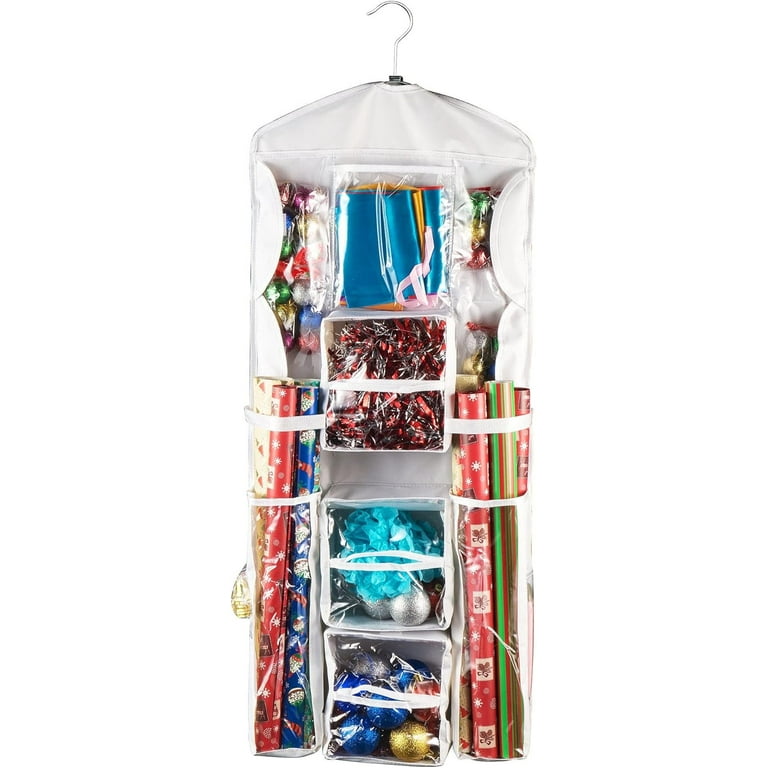 Clear Compartments Wrapping Paper Storage Organizer - Dual Sided