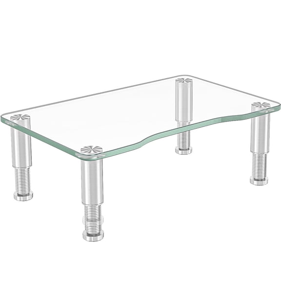 Clear Computer Monitor Stand Riser with Height Adjustable Multi Media Desktop Stand for Flat Screen LCD LED,HD01T-002