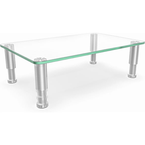 Clear Computer Monitor Stand Riser with Height Adjustable Multi Media Desktop Stand for Flat Screen LCD LED, Laptop/Notebook/Xbox One,HD01T-002