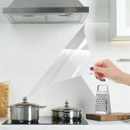 Clear Contact Paper Transparent Wall Protective Film Kitchen Backsplash Protector Self Adhesive Removable PET Plastic Film Wall Protector from Furniture Kitchen Oil Splash 39.37x15.74in