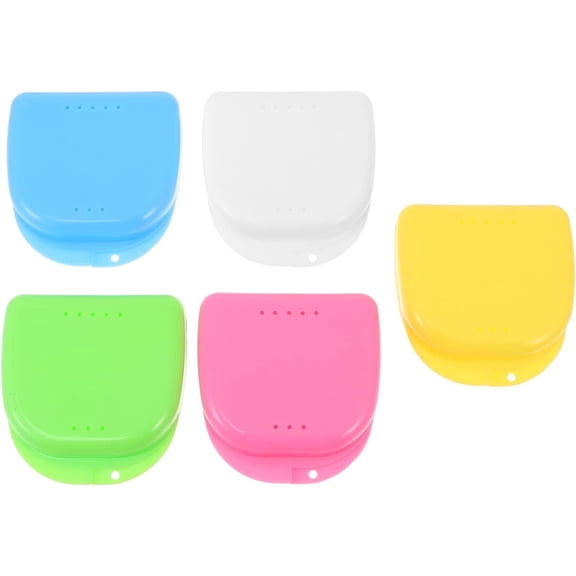 Clear Container 5 Pcs Retainer Box Retainer Case Retainer Container Partial Container Case Denture Box Orthodontic Denture Storage Boxes with Vent Holes Travel Container