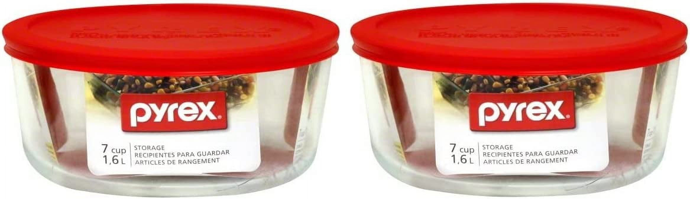 Clear Containers with Red Plastic Cover 7Cup Round Storage Dish