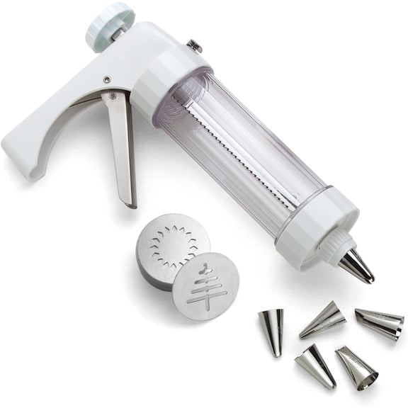 Clear Cookie Press with Decorating Tips and Storage Box