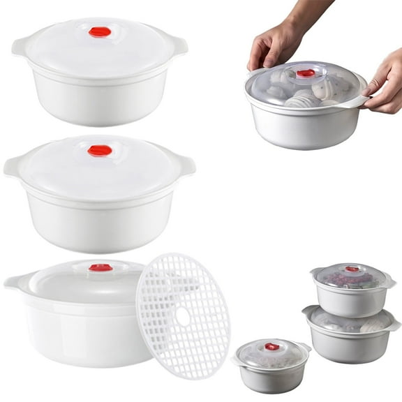 Clear Cooking Pots and Pans Microwave Bowl With Lid Heating Dish Noodle Bowl Storage Plate Soup Bowl With Handle Easy To Store Microwave Cookware Kitchen College Dorm,Kitchen Cooking Utensils
