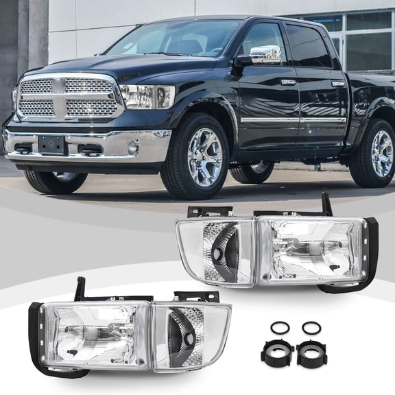Clear Corner Signal Lamps Chrome Headlights For 94-2002 Dodge Ram 1500 2500 3500