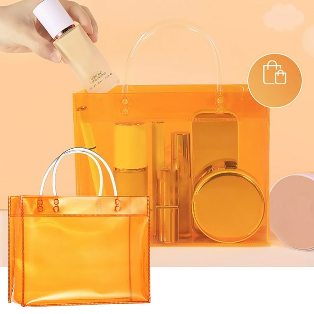 Clear Cosmetic Bag Clear With Zip Handle Portable Travel Luggage Bag