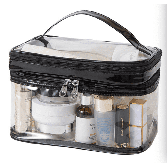Clear Cosmetic Bag Dual Layer Travel Toiletry Bags Make up Organizer