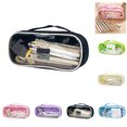 thumbnail image 1 of Clear Cosmetic Bag, Travel Makeup Bag, Pencil Case Transparent Pen Case Portable Make Up Organizer for Adult Teen Women Purse for Toiletries Accessories Brushes (Black), 1 of 6