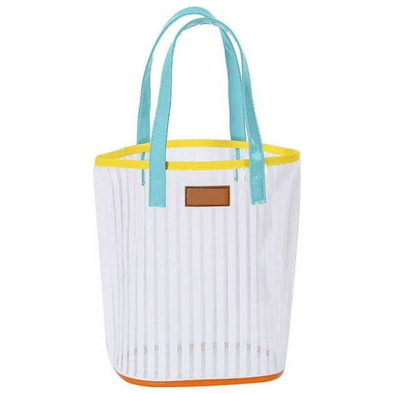 Clear Makeup Tote Bag Travel Cosmetic Organizer Toiletry Carry Pouch with Handle for Women Beach