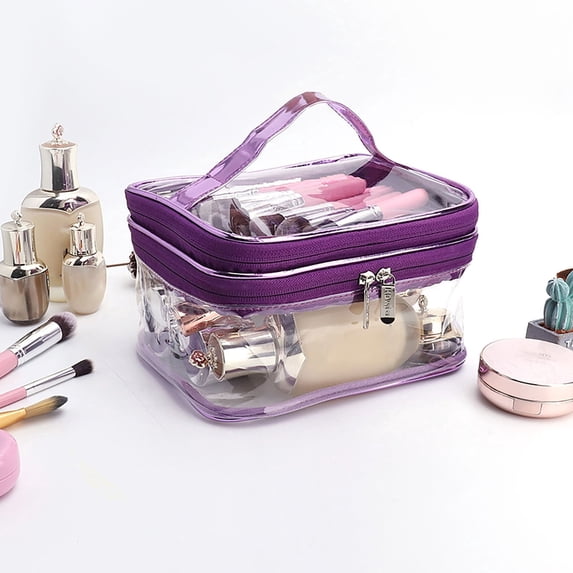 Clear Cosmetic Bag with Zipper Multicolor Reflective Design for Personal Style and Organization