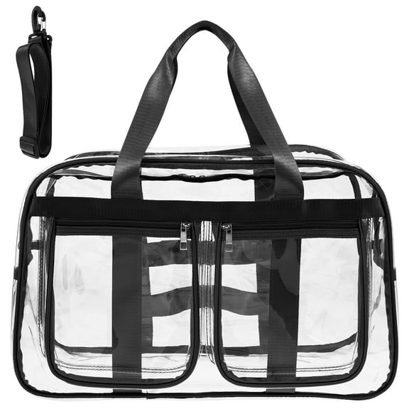 Clear Cosmetic Bag with Pocket Kit Large Capacity Adjustable Transparent See Through Handbag Portable Large Clear Tote Bag for Women