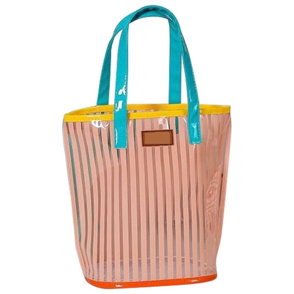 Clear Cosmetic Tote Bag with Handle Travel Makeup Organizer Pouch Carry On Washable Toiletry Beach Wallet for Women