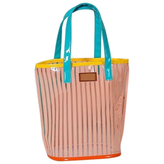 Clear Cosmetic Tote Bag with Handle Travel Makeup Organizer Pouch Carry On Washable Toiletry Beach Wallet for Women
