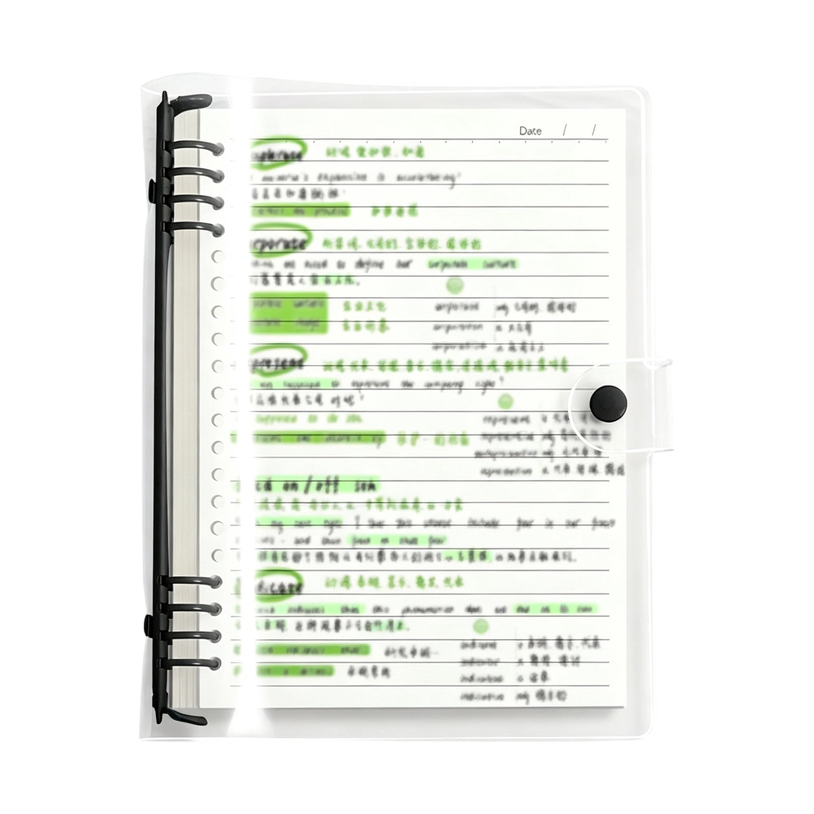 Simple Meeting Structure Clear Cover Lined Notebook with Refillable Writing Format for Class ...