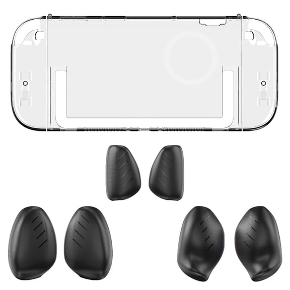 Clear Cover for Switch 2 Game Console Protective Case with Replaceable Handle Grips Scratchproof Shell Gamepad Sleeve