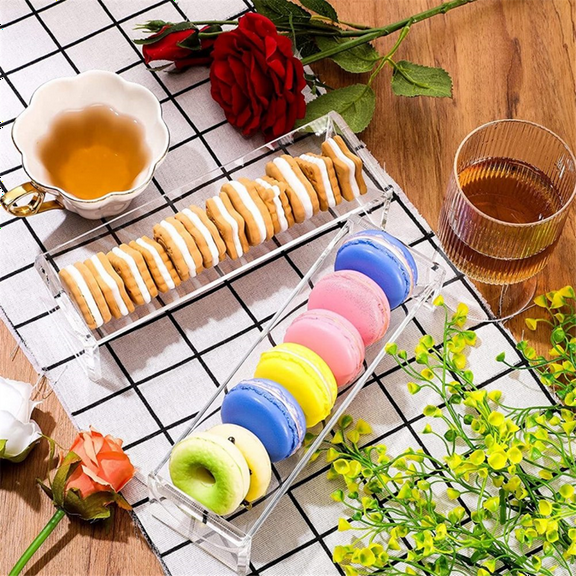 Clear Cracker Serving Tray, Transparent Macaron Display Tray, Rectangular Cracker Holder for Serving Trays