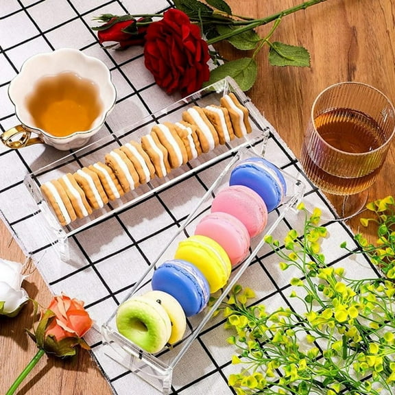 Clear Cracker Serving Tray, Transparent Macaron Display Tray, Rectangular Cracker Holder for Serving Trays