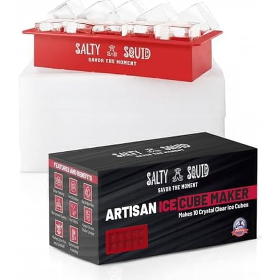 Clear Craft Ice Cube Maker Square Ice Cube Mold makes 10 Large 2" Crystal Clear Ice Cubes for Whiskey, Cocktails Slow Melting, Easy Release, Large Ice Cube Tray$$Home Decor, Kitchen, & Other