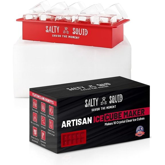 Clear Craft Ice Cube Maker  Square Ice Cube Mold makes 10 Large 2" Crystal Clear Ice Cubes for Whiskey, Cocktails  Slow Melting, Easy Release, Large Ice Cube Tray