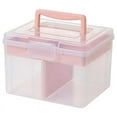 thumbnail image 1 of Clear Craft Stackable Storage Box with Tray Plastic Multipurpose Container Portable Travel Case, Pink, 1 of 7
