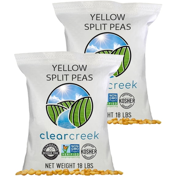 Clear Creek Certified Glyphosate Residue Free Yellow Split Peas | 36 lb | Non-GMO | Kosher | Vegan