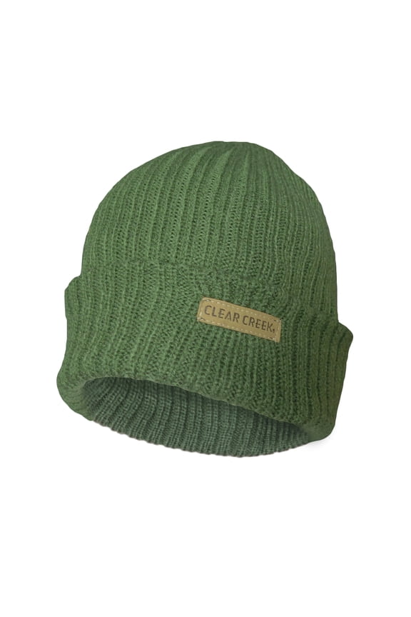Classic Men's Warm Winter Acrylic Rib-knit Cuffed Beanie Hat (Green)