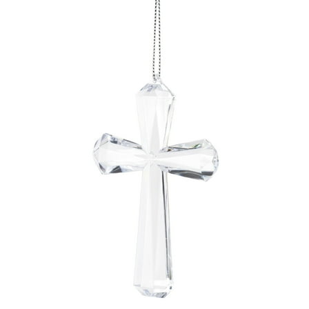Clear Cross Christmas Ornament, Hanging Decor For Tree, Holiday Home Decoration
